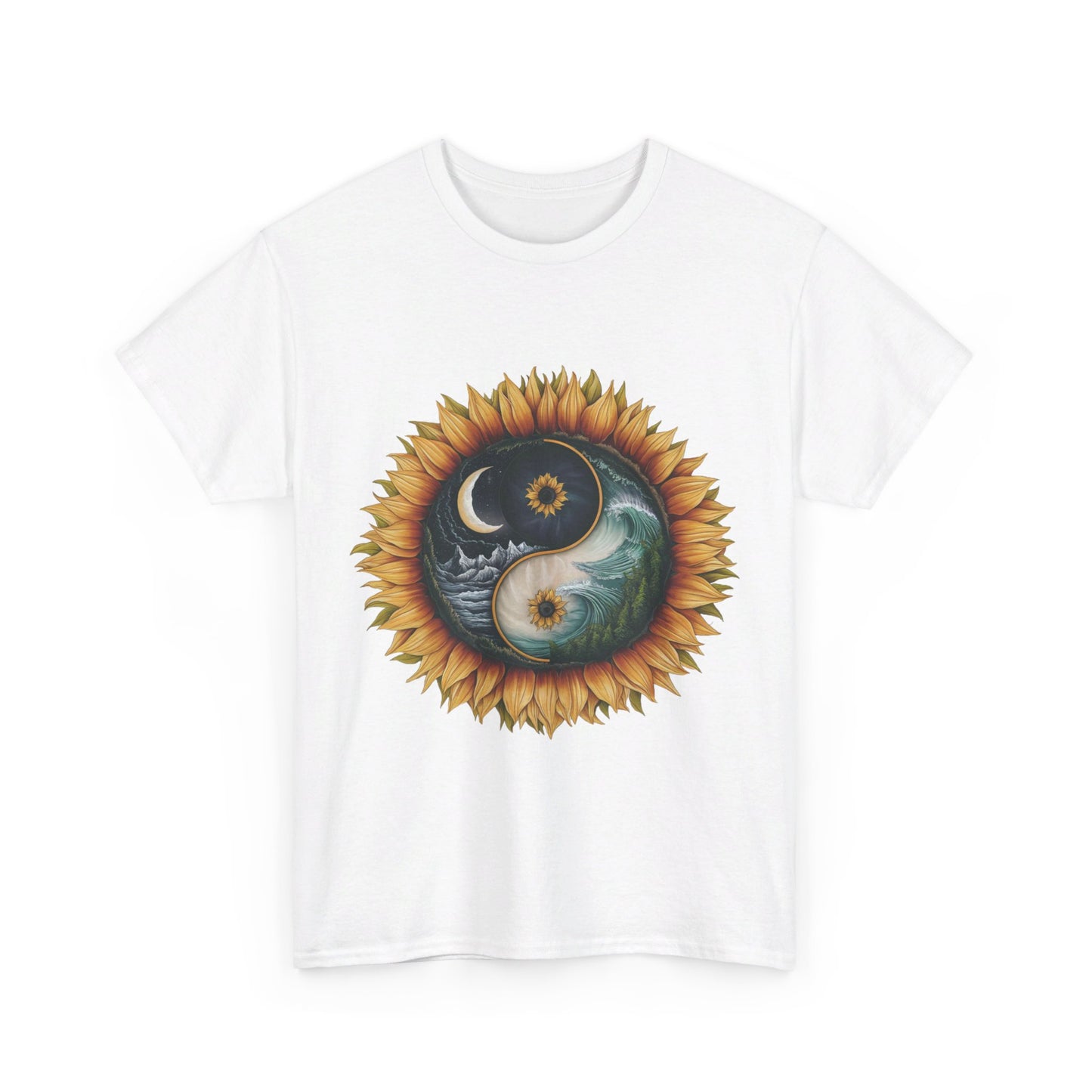 S=T=FU / 009 TAY 001 / Unisex Heavy Cotton Tee / Yin Yang Sunflower